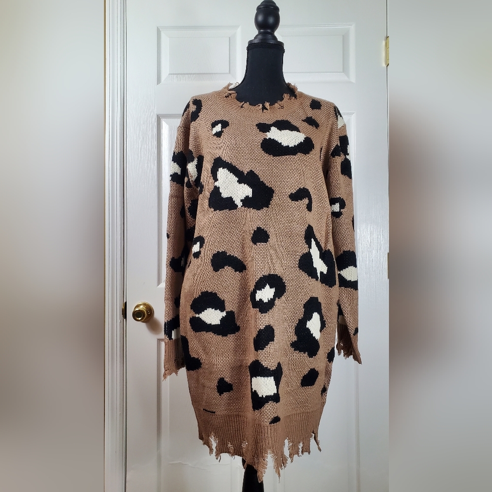 CHEETAH SWEATER DRESS "BROWN COLOR"